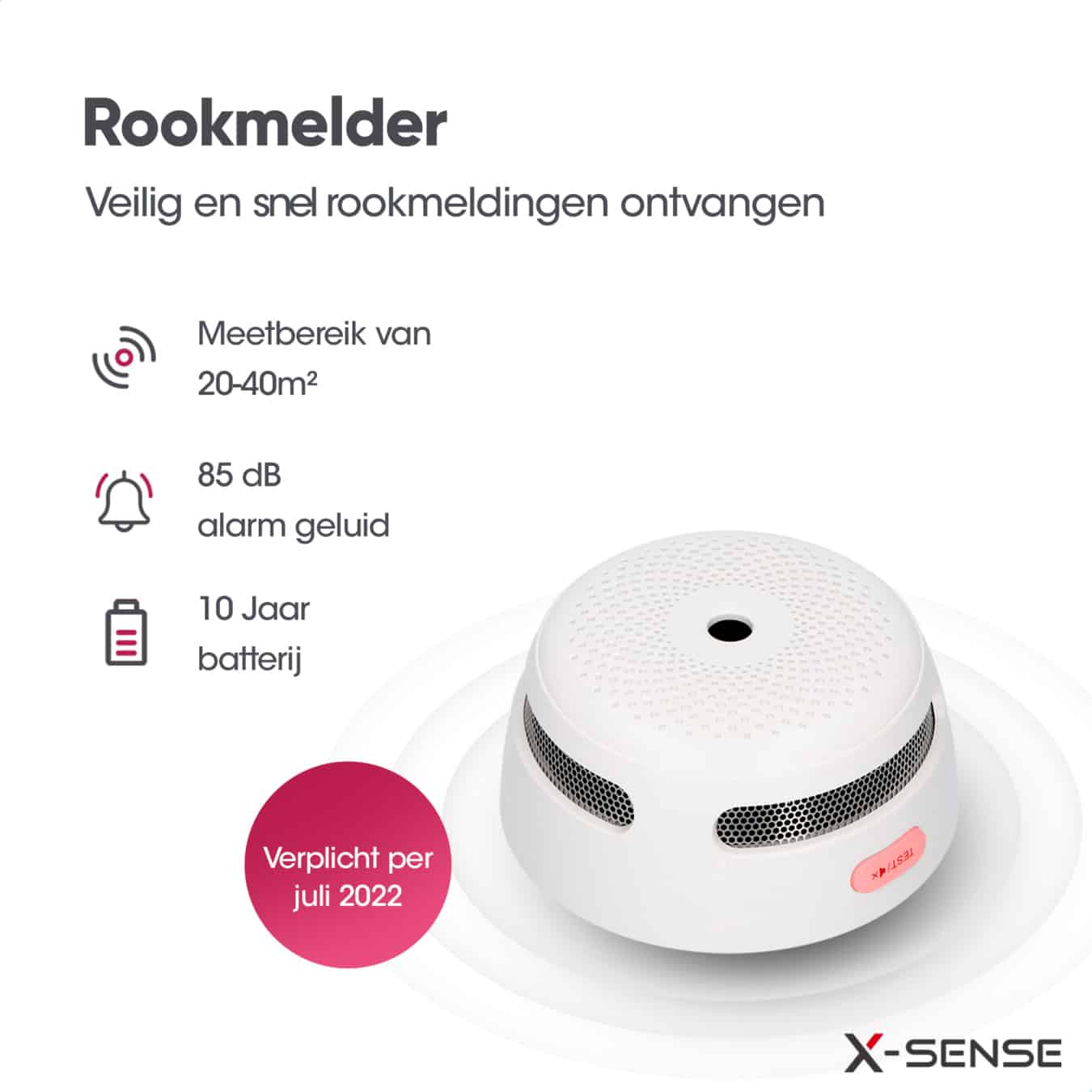 X-Sense XS01-W Rookmelderset – draadloos koppelbaar – 3-pack
