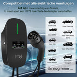 Awesafe 11KW Auto Laadpaal - Type 2 - 3-Fase - Waterdicht - 16A - 6A/8A/10A/13A/16A Schakelbaar - 6M Laadkabel - Met App/WiFi Bediening - Zwart