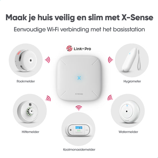 X-Sense Link+ Pro-bundel – 6 slimme rookmelders en basisstation